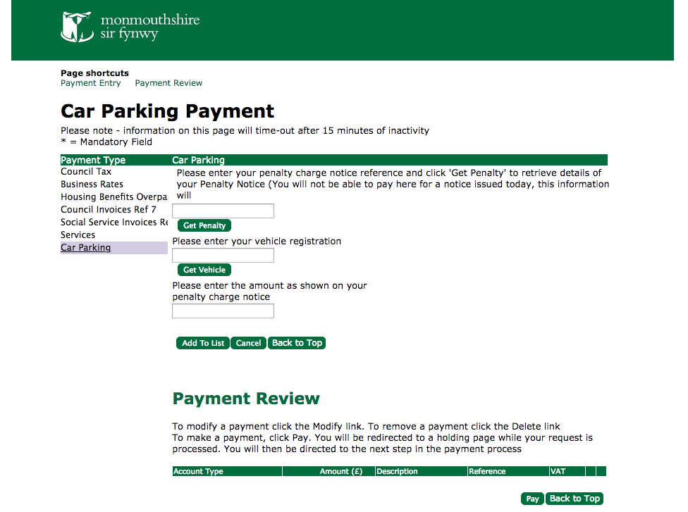 Car parking fines - Monmouthshire