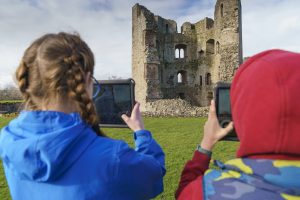 School Children look at Castle
