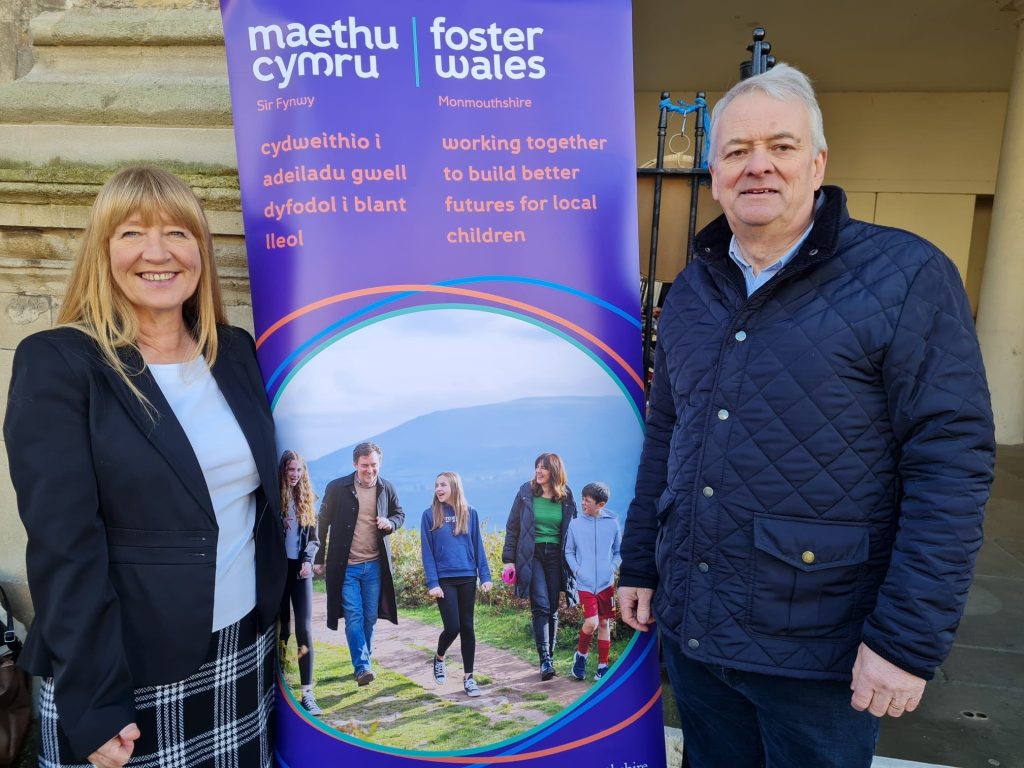 Cllr Angela Sandles & Councillor Tudor Thomas outside Shire Hall in Monmouth