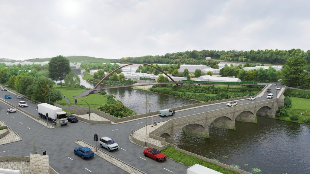 An artist's impression of a possible design for the proposed Active Travel bridge at Monmouth