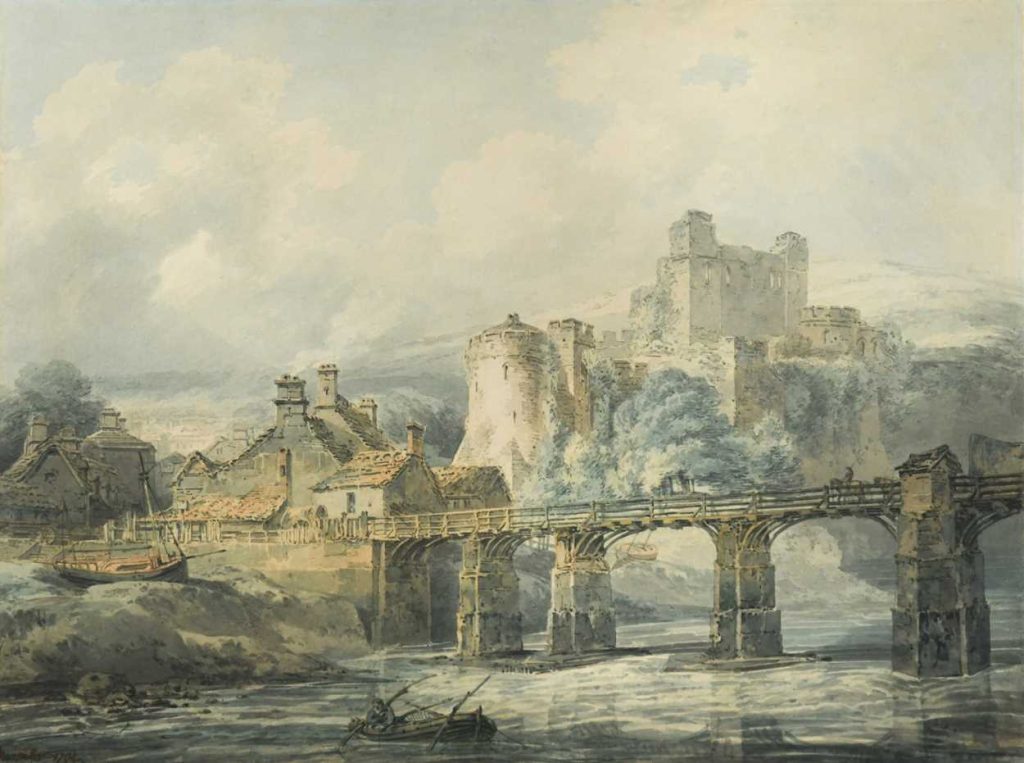 Chepstow Castle. Painted in 1794 by JMW Turner - Dyfrlliw o Gastell Cas-gwent a baentiwyd yn 1794 gan JMW Turner