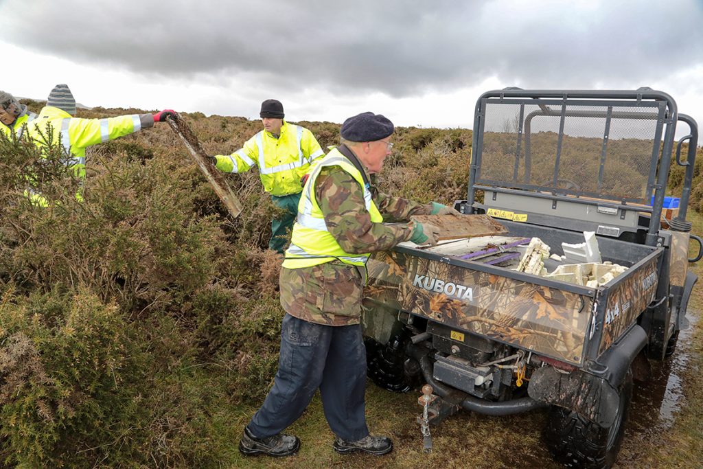 The litter-picking team scoured the countryside, retrieving all sorts of rubbish dumped there