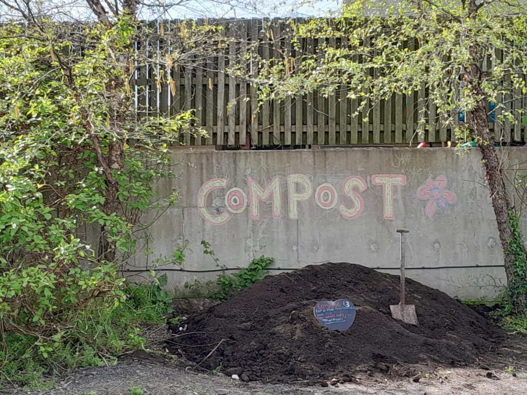 a pile of compost for sale at the Reuse Shop at Five Lanes recycling centre