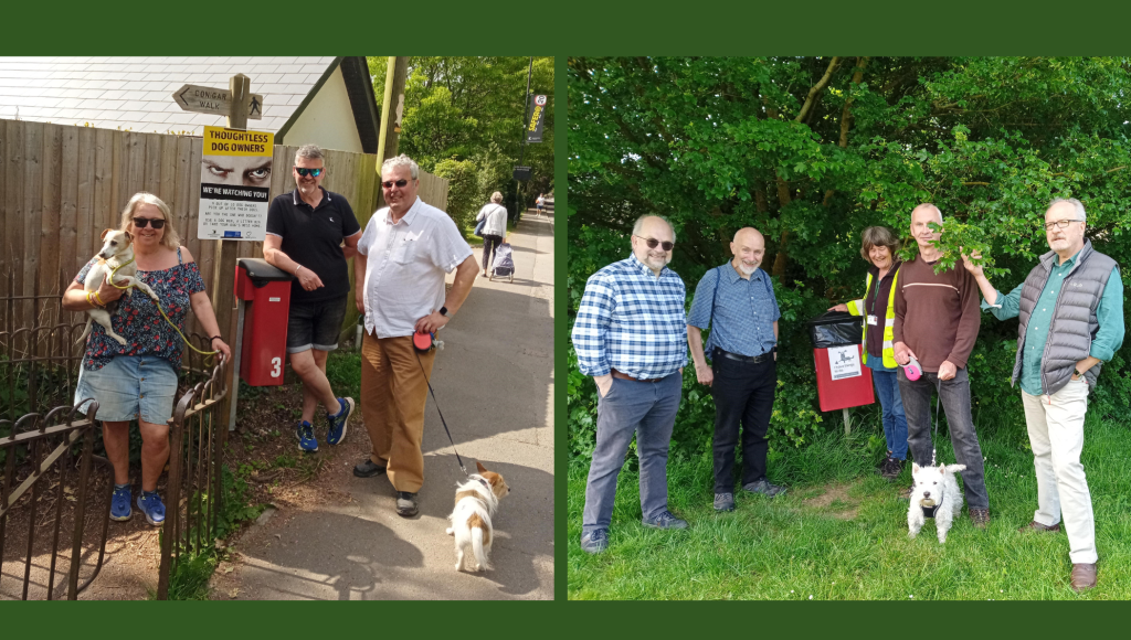members of the council and members of the public, next to dog litter bins