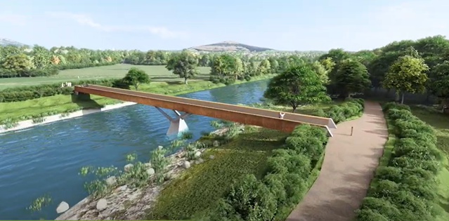 artist's impression of the new Active Travel bridge linking Abergavenny and Llanfoist