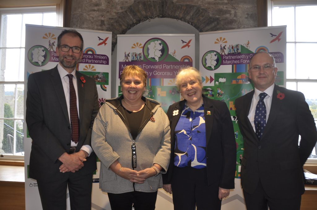 Leaders of the four Councils - Cllr James Gibson-Watt - Powys County Council, Cllr Lezley Picton - Shropshire Council, Cllr Mary Ann Brocklesby - Monmouthshire County Council, Cllr Jonathan Lester - Herefordshire Council