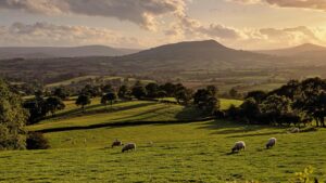 visit monmouthshire wide landscape looking across beautiful welsh mountain view