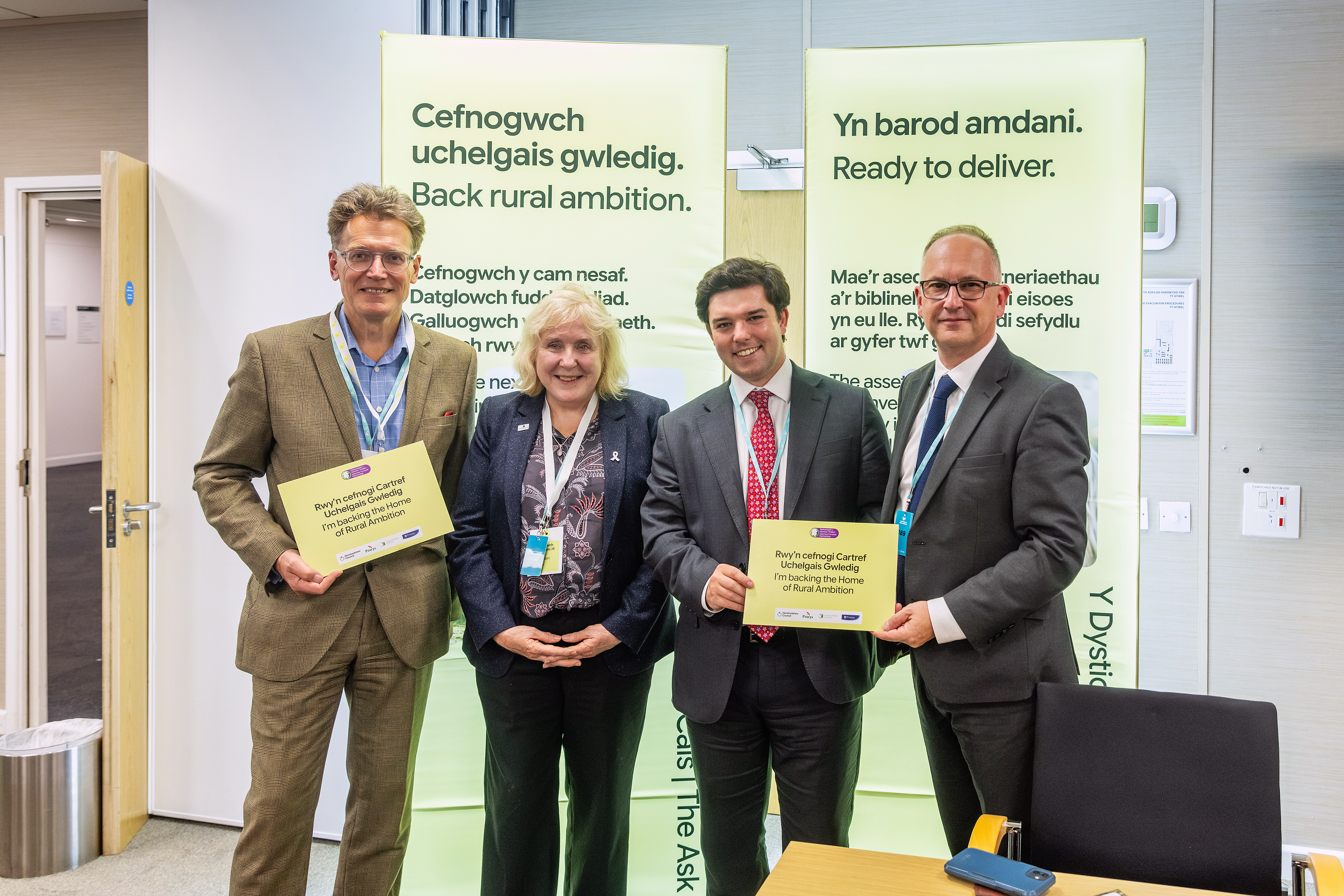Jake Berriman, Leader Powys County Council, Mary Ann Brocklesby, Leader Monmouthshire County Council, Alex Wagner, Deputy Leader Shropshire Council and Jonathan Lester, Leader Herefordshire Council.